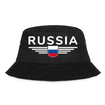 Russland T-Shirt – Stolz und Tradition - Bucket Hat - Schwarz - Vorne - Lela (165cm)