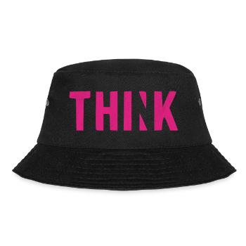 THINK Pink | Cooles Streetwear-Typo-Design - Bucket Hat - Schwarz - Vorne - Lela (165cm)