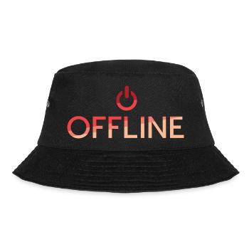 offline Schriftzug - roter off button - Bucket Hat - Schwarz - Vorne - Lela (165cm)