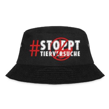 Tierschutz STOPPT TIERVERSUCHE LUSTIG - Bucket Hat - Schwarz - Vorne - Lela (165cm)