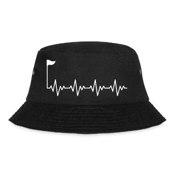Golf Golfer Golfloch mit Fahne EKG Herzschlag - Bucket Hat - Schwarz - Vorne - Lela (165cm)