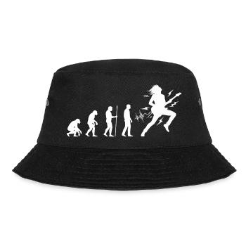 Evolution zum Rockmusiker Gitarren Design - Bucket Hat - Schwarz - Vorne - Lela (165cm)