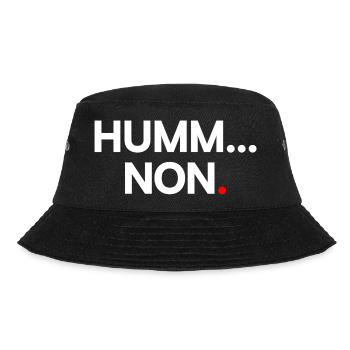 SUMM... NEIN | Minimalistischer humoristischer Ausdruck - Bucket Hat - Schwarz - Vorne - Lela (165cm)