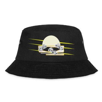 Biker Motorrad Chopper  - Bucket Hat - Schwarz - Vorne - Lela (165cm)