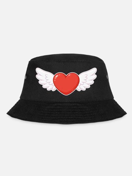 Geflügeltes Herz Kawaii-Druck - Bucket Hat - Schwarz