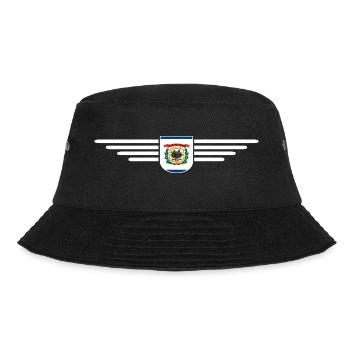 West Virginia Fan Shirt – Natur & Stolz - Bucket Hat - Schwarz - Vorne - Lela (165cm)