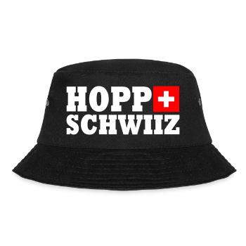 Hopp schwiiz - Bucket Hat - Schwarz - Vorne - Lela (165cm)
