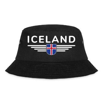 I Love Iceland Design T-Shirt Outfit - Bucket Hat - black - Front - Lela (165cm)