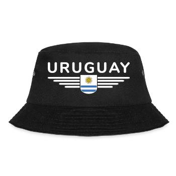 Uruguay T-Shirt – Perfekt für Fans - Bucket Hat - Schwarz - Vorne - Lela (165cm)