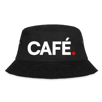 KAFFEE | Minimalistischer Bürohumor - Bucket Hat - Schwarz - Vorne - Lela (165cm)
