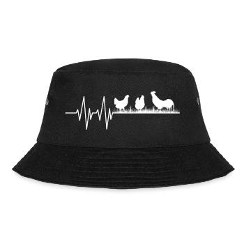 Hühner Herzschlag Hühner halten Hühnerzucht Huhn - Bucket Hat - Schwarz - Vorne - Lela (165cm)