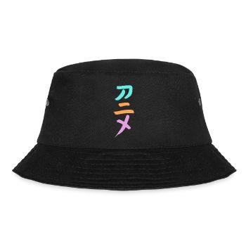 Anime (Trickfilm) Japanisch Schriftzeichen -TUSCHE - Bucket Hat - Schwarz - Vorne - Lela (165cm)