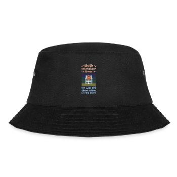 Faultier Rollstuhl Behindert Behinderung Geschenk - Bucket Hat - Schwarz - Vorne - Lela (165cm)