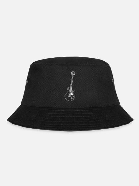Schwarzweiß Gitarren-Skizze - LesPaul - Bucket Hat - Schwarz