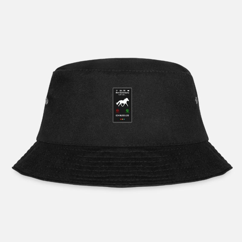 Shetlandpony ruft an Handy Spruch Lustig Witzig - Bucket Hat - Schwarz