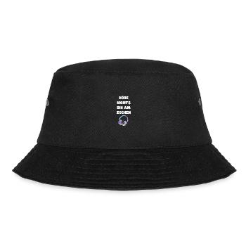 Bin am zocken höre nichts Kopfhörer Gamer Sprüche - Bucket Hat - Schwarz - Vorne - Lela (165cm)
