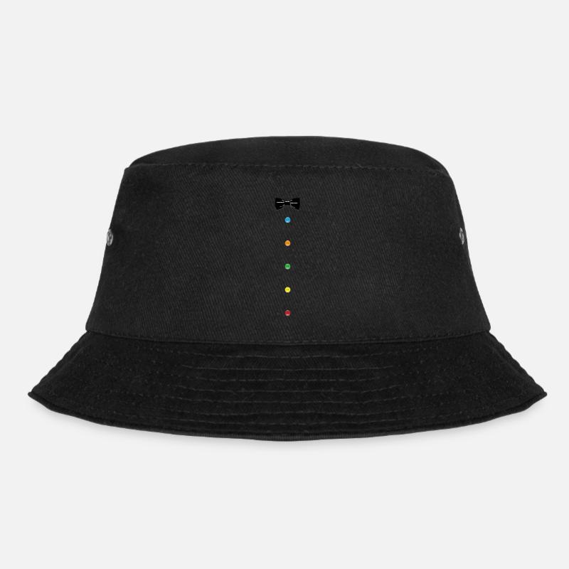 bow tie with vintage button - Bucket Hat - black