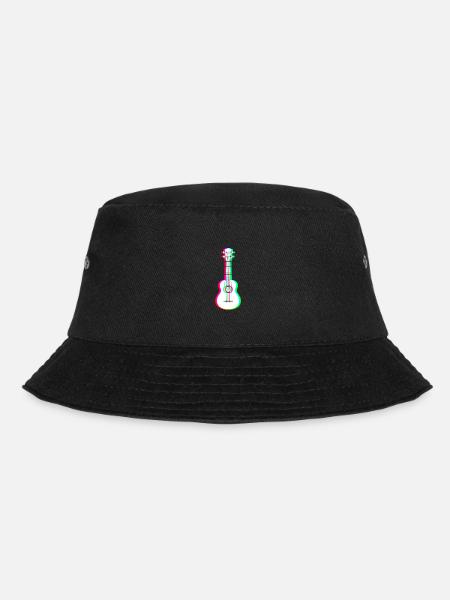 EDM - Akustische Gitarre - Glitch Rave Style - Bucket Hat - Schwarz