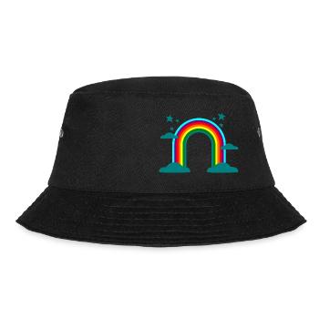 Regenbogen Wolken Sterne bunt Geschenk - Bucket Hat - Schwarz - Vorne - Lela (165cm)