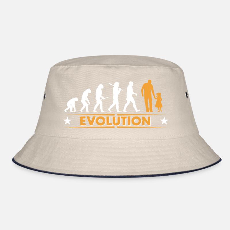 Vater und Tochter - Evolution - orange/weiss Bucket Hat