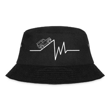 Landy Auto Herzschlag Offroad 4x4 Geländewagen SUV - Bucket Hat - Schwarz - Vorne - Lela (165cm)