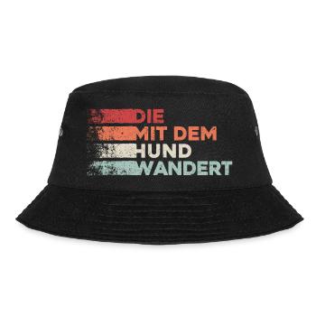 Die mit dem Hund wandert. Wandern Wald Berge Hunde - Bucket Hat - Schwarz - Vorne - Lela (165cm)