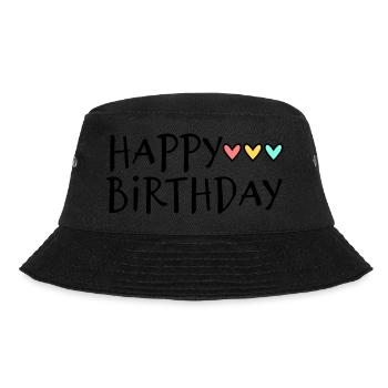 JAHRESTAG. ALLES GUTE ZUM GEBURTSTAG!. ALLES GUTE ZUM GEBURTSTAG!. - Bucket Hat - Schwarz - Vorne - Lela (165cm)