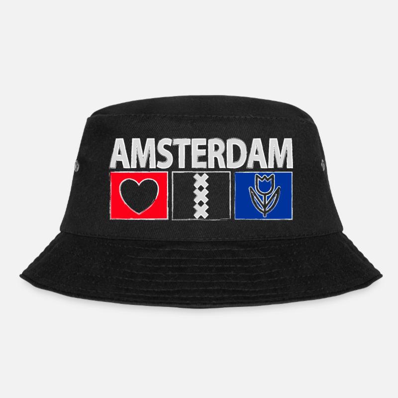 Amsterdam with heart - Bucket Hat - black