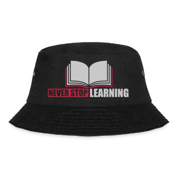 never stop learning Zitat - Bucket Hat - Schwarz - Vorne - Lela (165cm)