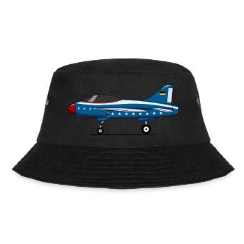 Flugzeug Fahrwerk Deutschland Flagge Blau - Bucket Hat - Schwarz - Vorne - Lela (165cm)