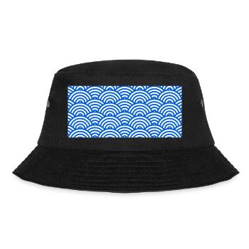 Blue Sushi Waves Pattern - Bucket Hat - black - Front - Lela (165cm)