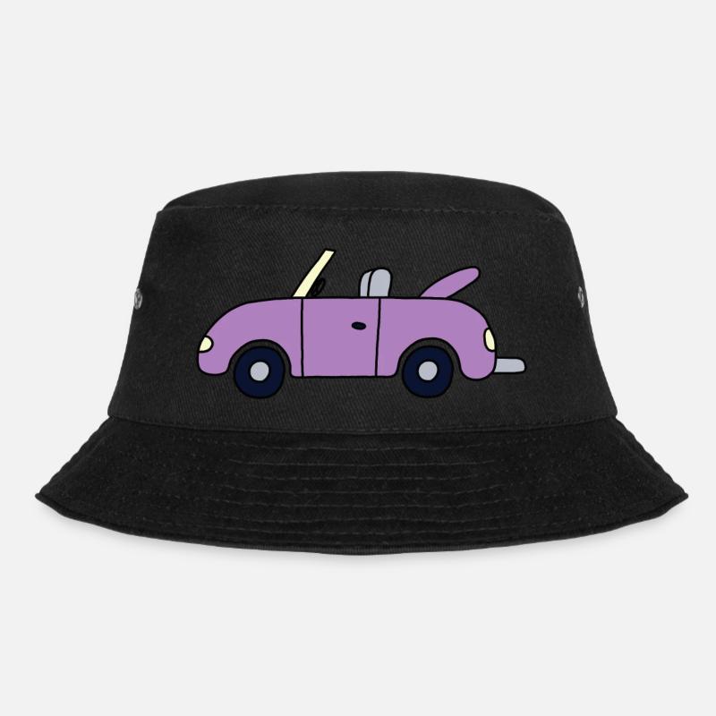Lilafarbenes Cabrio - Bucket Hat - Schwarz