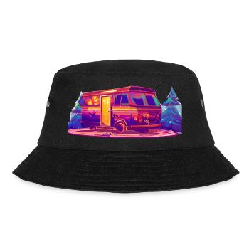 Wohnwagen Camp Camping Geschenk Zelten Wohnmobil - Bucket Hat - Schwarz - Vorne - Lela (165cm)