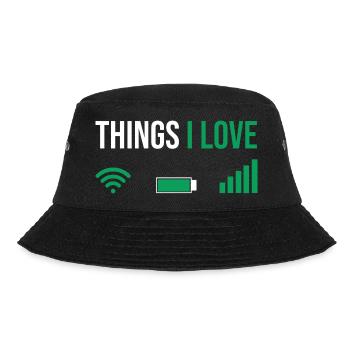 Funny Things I Love Wifi Battery Signal - Bucket Hat - black - Front - Lela (165cm)