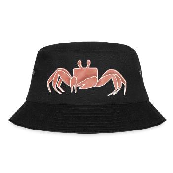 "Krabbe", Boho Line Art Design, Serie "Ocean" - Bucket Hat - Schwarz - Vorne - Lela (165cm)
