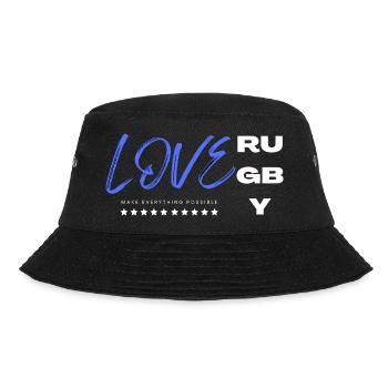 Ich liebe Rugby Blau - Bucket Hat - Schwarz - Vorne - Lela (165cm)