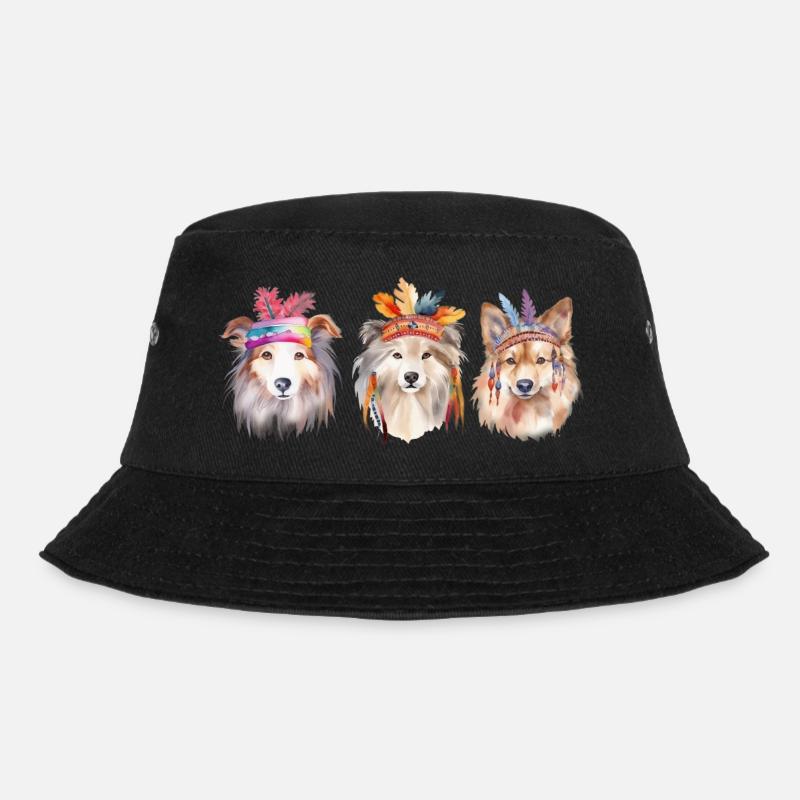 Three Dogs - Bucket Hat - black