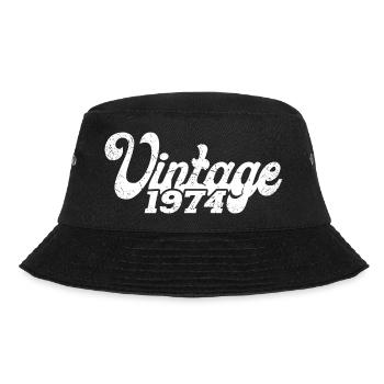 Vintage 1974 Retro Schriftzug - Bucket Hat - Schwarz - Vorne - Lela (165cm)
