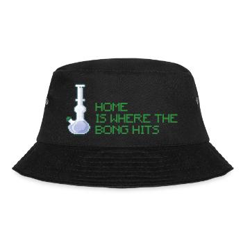 Zuhause ist da, wo die Bong Hits Tee - Bucket Hat - Schwarz - Vorne - Lela (165cm)