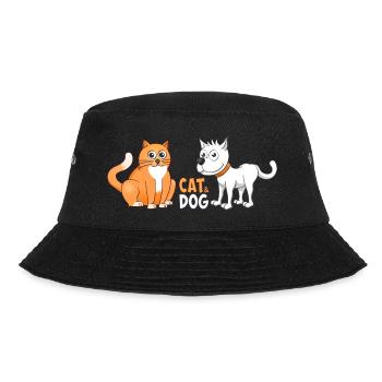 Cheerful Illustration of a cat and dog. - Bucket Hat - black - Front - Lela (165cm)