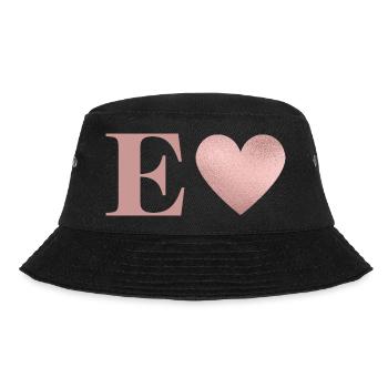 Buchstabe e Herz roségold - Bucket Hat - Schwarz - Vorne - Lela (165cm)