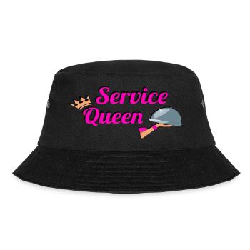 Damen Service Queen Kellner Bedienung Barkeeper - Bucket Hat - Schwarz - Vorne - Lela (165cm)