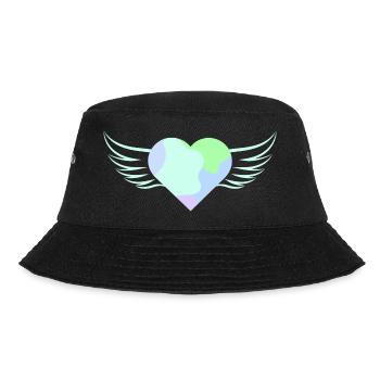 Pastellfarbenes Herz mit Flügeln - ApriNoeScor - Bucket Hat - Schwarz - Vorne - Lela (165cm)