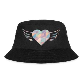 Pastellfarbenes Herz mit Flügeln - ApriNoeScor - Bucket Hat - Schwarz - Vorne - Lela (165cm)