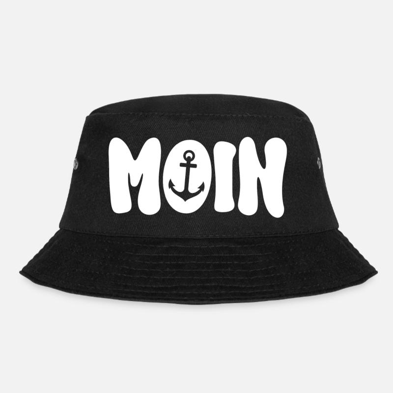 Moin Anker weiß - Bucket Hat - Schwarz