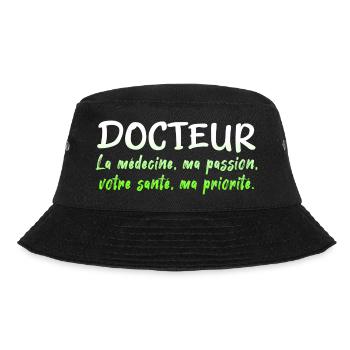 Arzt, Arzt, Krankenschwester, Gesundheit und weißer Kittel - Bucket Hat - Schwarz - Vorne - Lela (165cm)