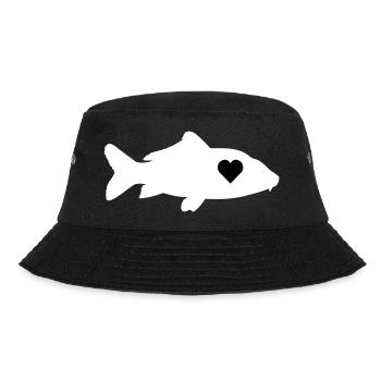 Karpfen Liebe Herz Fische Angeln Geschenk - Bucket Hat - Schwarz - Vorne - Lela (165cm)