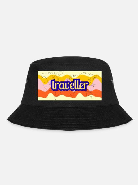 Traveller Weltkarte Farbband - Bucket Hat - Schwarz
