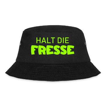 Halt die Fresse - Cooler Spruch - Bucket Hat - Schwarz - Vorne - Lela (165cm)