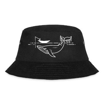 Minimal Whale Line Art on Sea - Bucket Hat - black - Front - Lela (165cm)